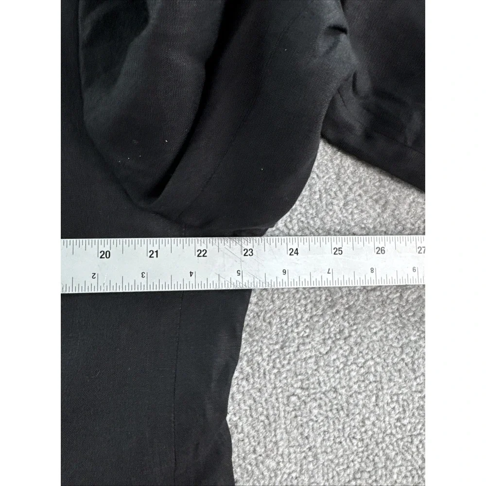 Faconnable Suit Jacket 46 R Black Solid Linen Designer Premium Luxury Italy